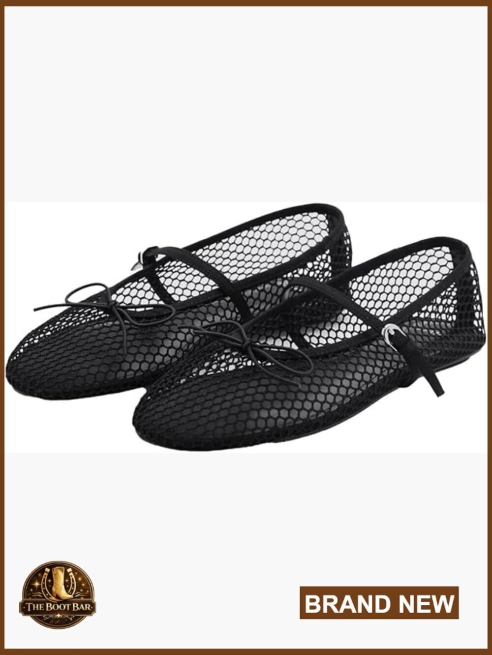 Mesh Ballet Flats with Bow, Adjustable Strap Mary Jane Shoes